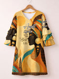 "August Queen Best Life" Stacked Ruffle Sleeve Dress