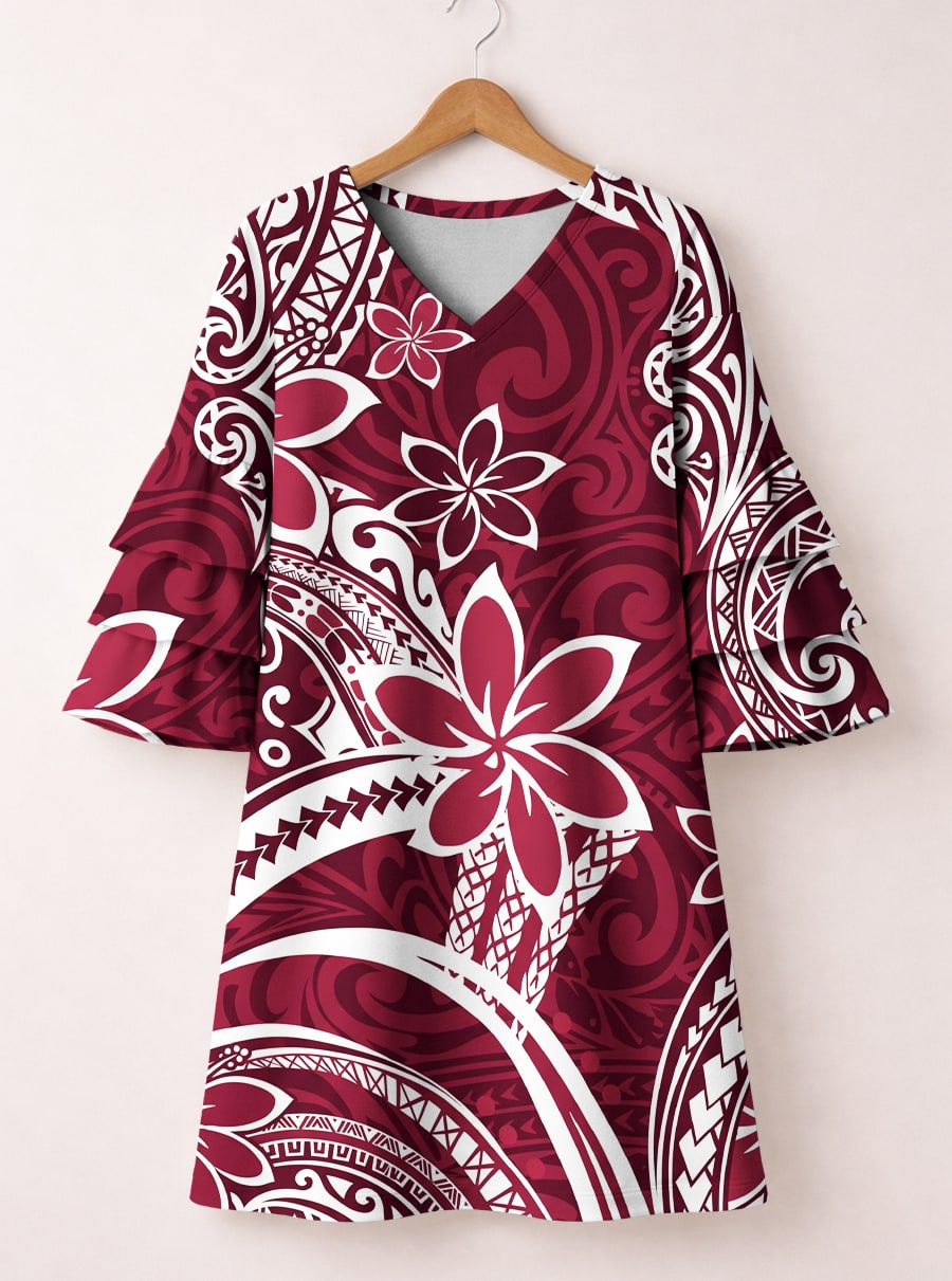 "Lehua" Stacked Ruffle Sleeve Dress