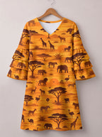 "Mbuga" Stacked Ruffle Sleeve Dress