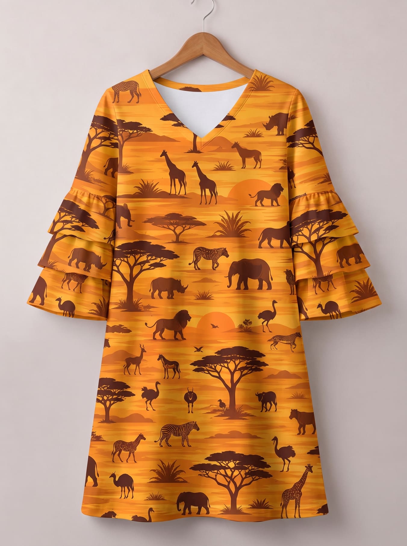 "Mbuga" Stacked Ruffle Sleeve Dress