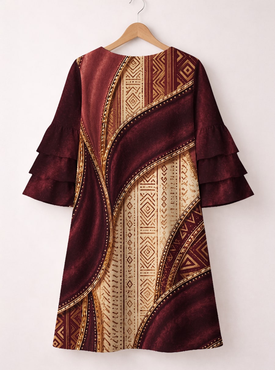 "Tapa" Stacked Ruffle Sleeve Dress