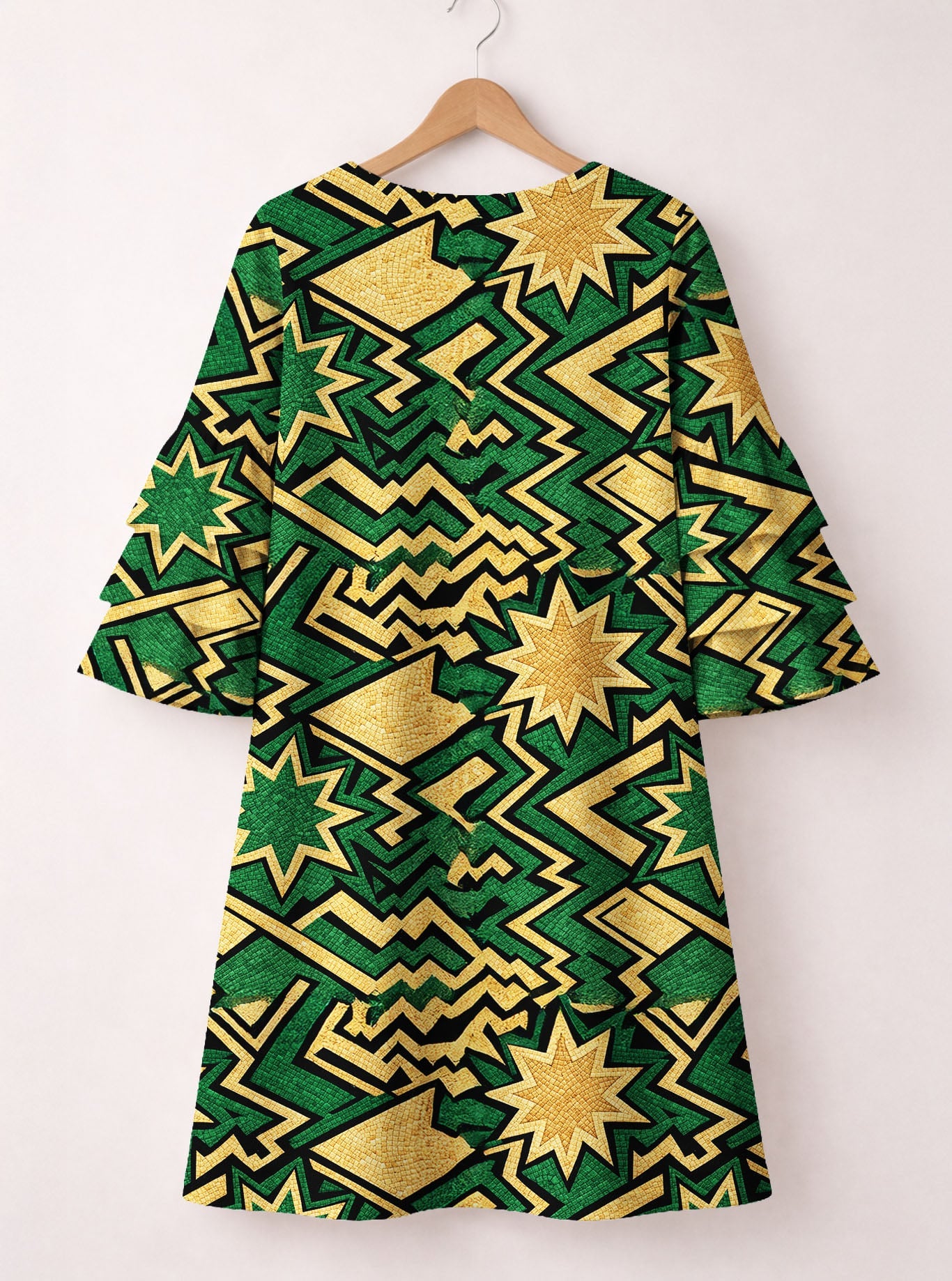 Emerald Sheba Stacked Ruffle Sleeve Dress