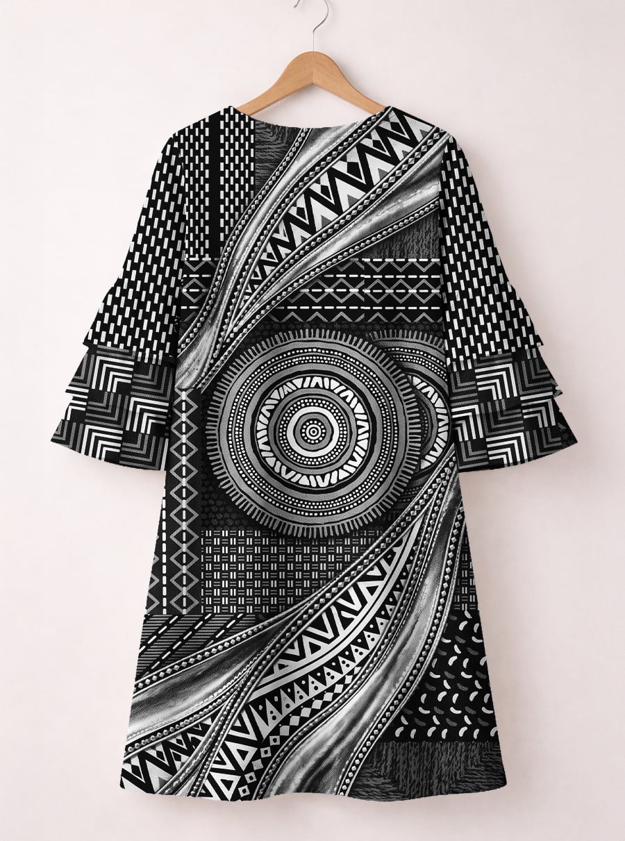 "Hoku" Stacked Ruffle Sleeve Dress