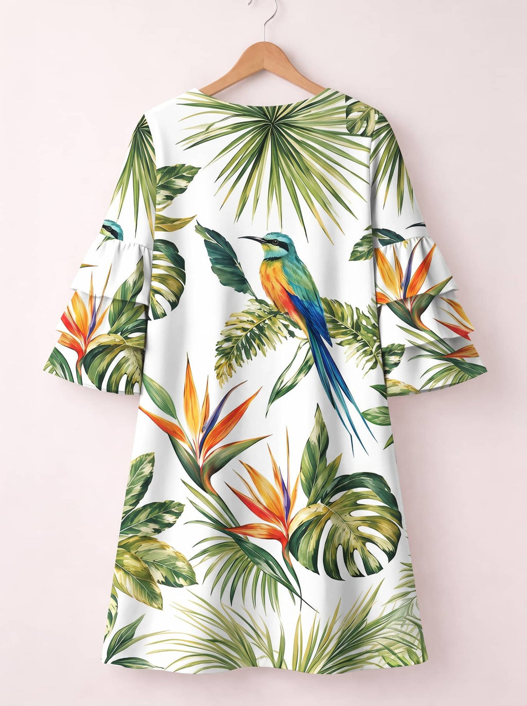 "Ndege" Stacked Ruffle Sleeve Dress