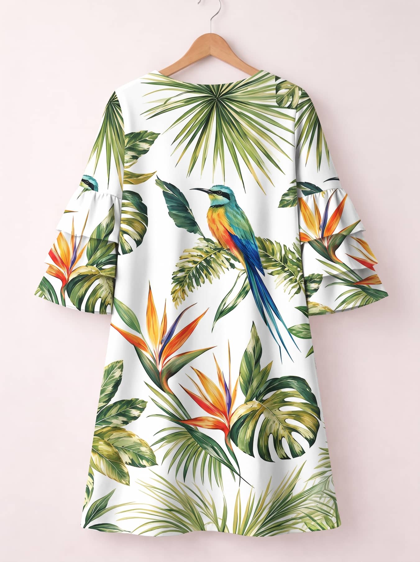 "Ndege" Stacked Ruffle Sleeve Dress