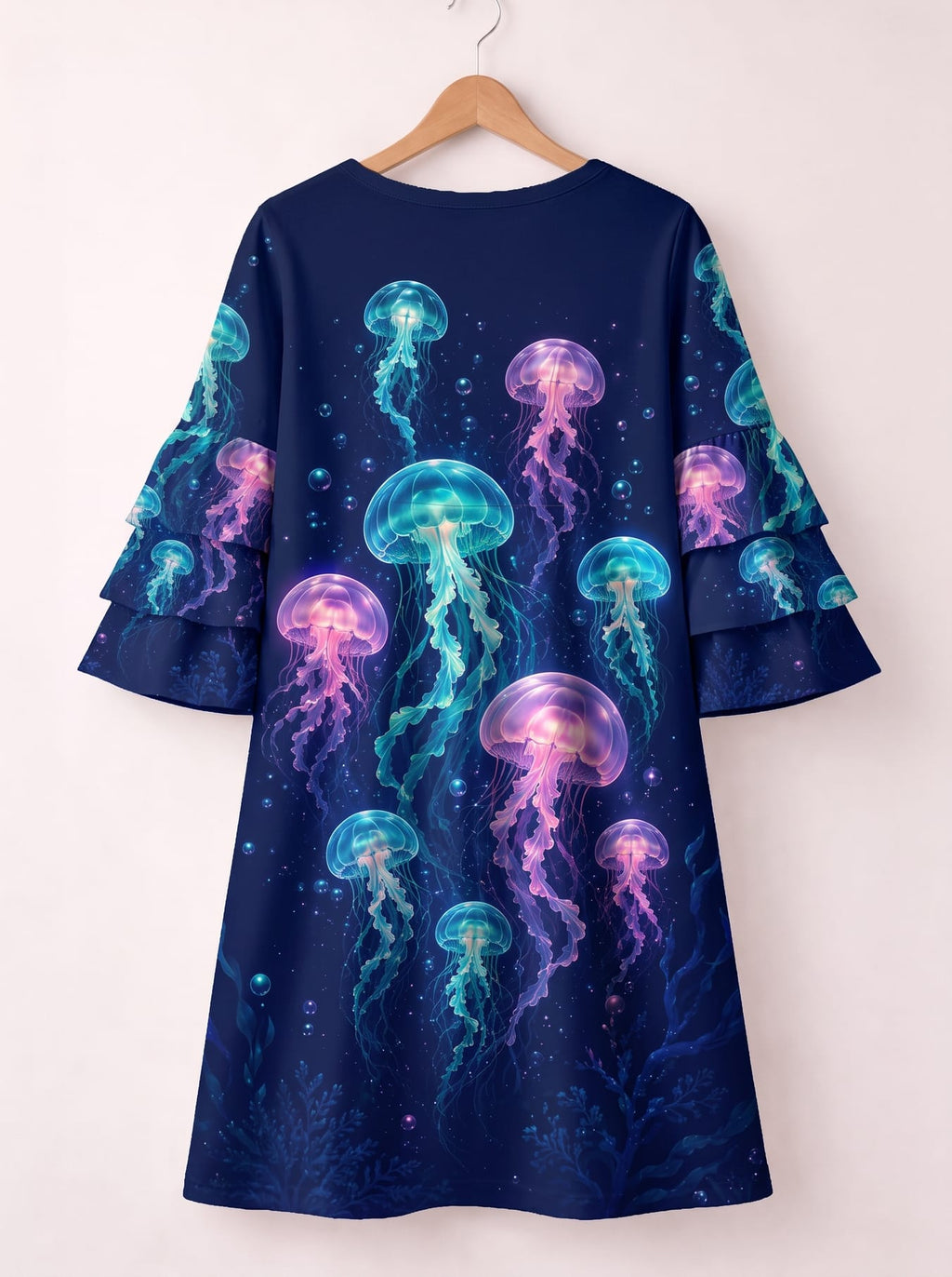 "Bahari" Stacked Ruffle Sleeve Dress