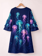 "Bahari" Stacked Ruffle Sleeve Dress