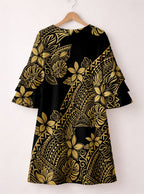 "Pualani" Stacked Ruffle Sleeve Dress