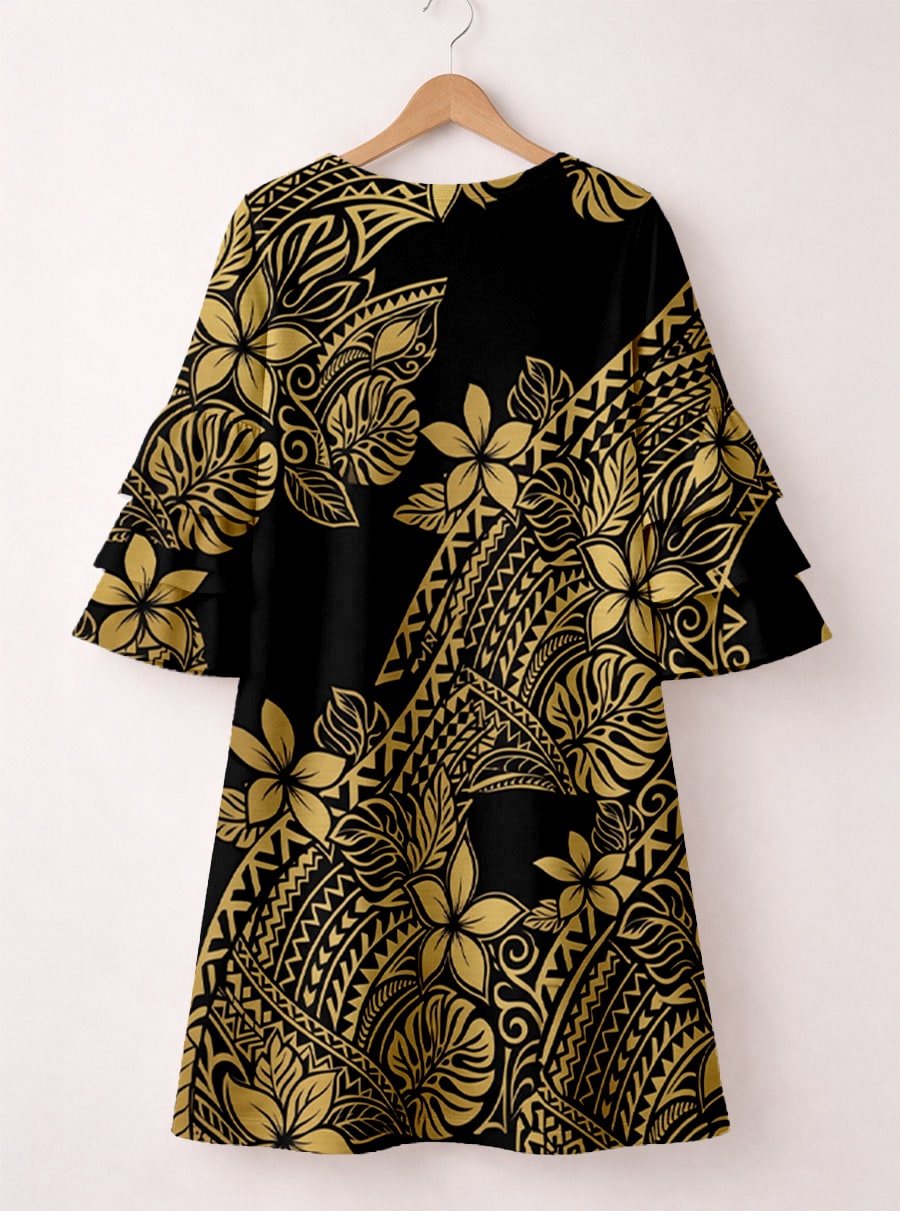 "Pualani" Stacked Ruffle Sleeve Dress