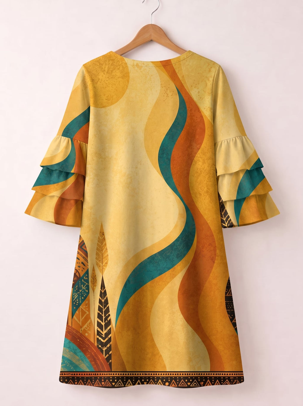 "August Queen Best Life" Stacked Ruffle Sleeve Dress