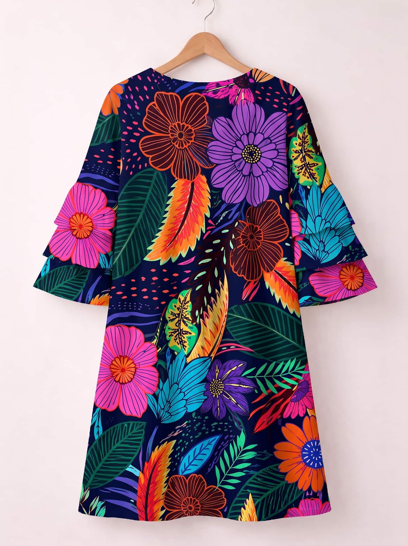 "Bustani" Stacked Ruffle Sleeve Dress