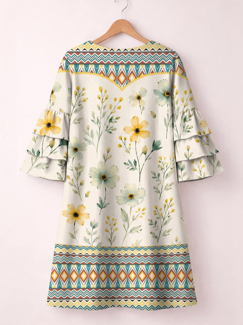 "Alizeti" Stacked Ruffle Sleeve Dress