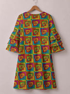 "Msonge" Stacked Ruffle Sleeve Dress