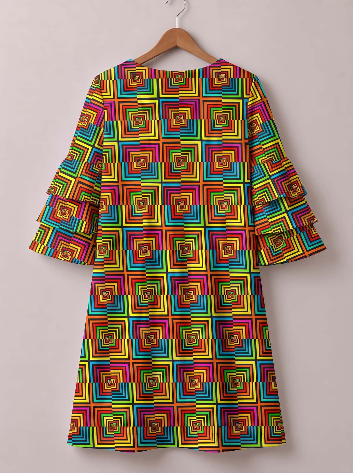 "Msonge" Stacked Ruffle Sleeve Dress