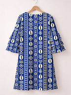 "Oshun" Royal Blue Stacked Ruffle Sleeve Dress