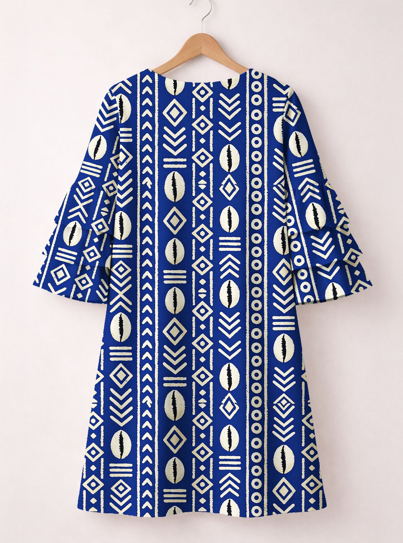 "Oshun" Royal Blue Stacked Ruffle Sleeve Dress