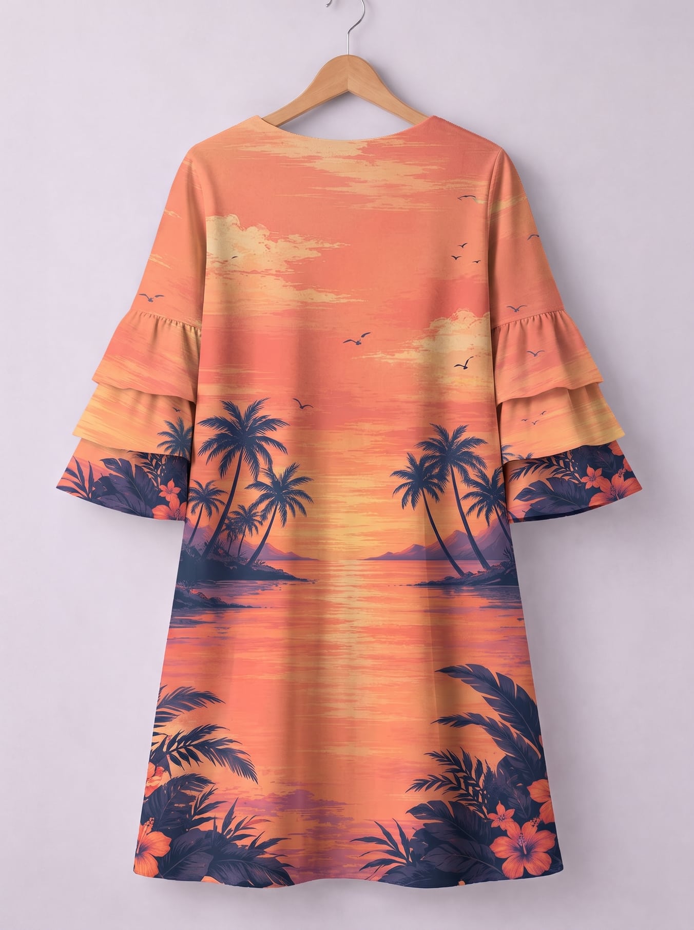 "Machweo" Stacked Ruffle Sleeve Dress