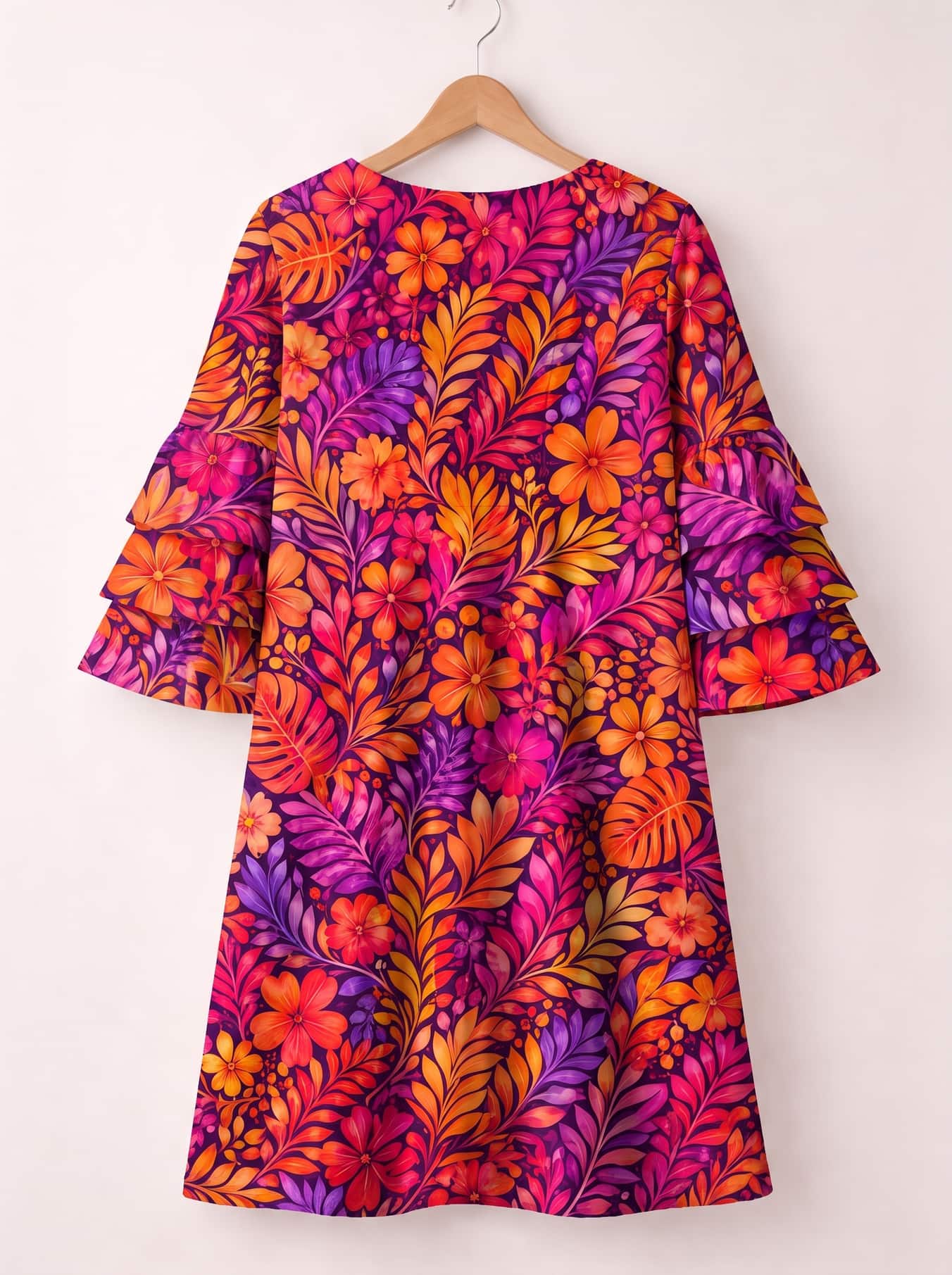 "Waridi" Stacked Ruffle Sleeve Dress
