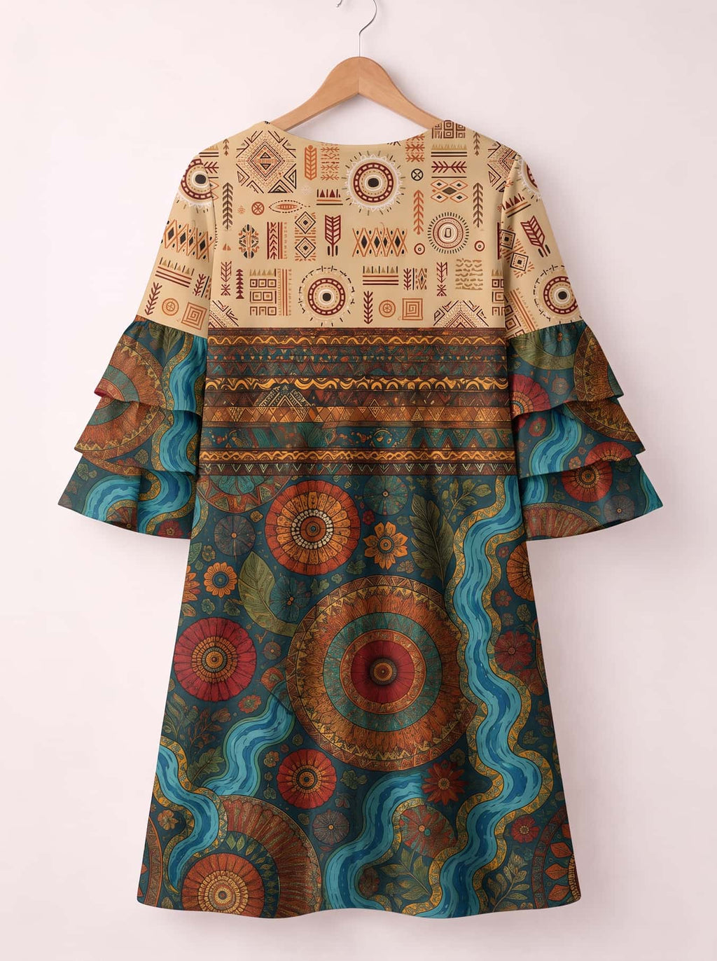 "Mto" Stacked Ruffle Sleeve Dress