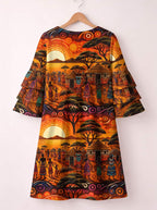 "Kijiji" Stacked Ruffle Sleeve Dress