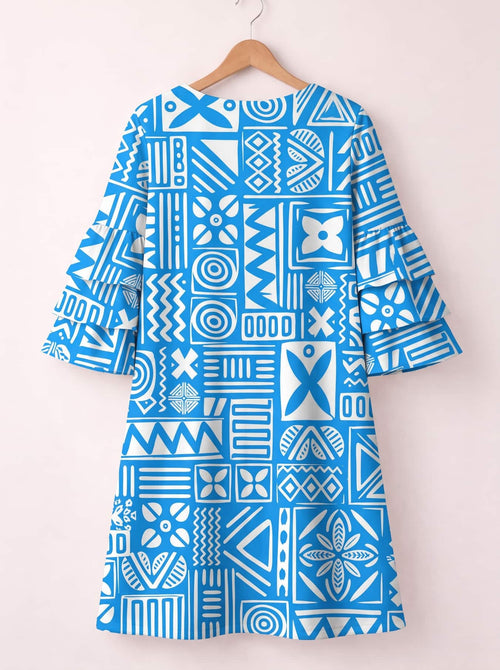"Anga" Stacked Ruffle Sleeve Dress