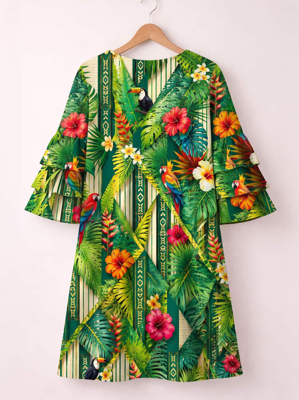 "Msitu" Stacked Ruffle Sleeve Dress