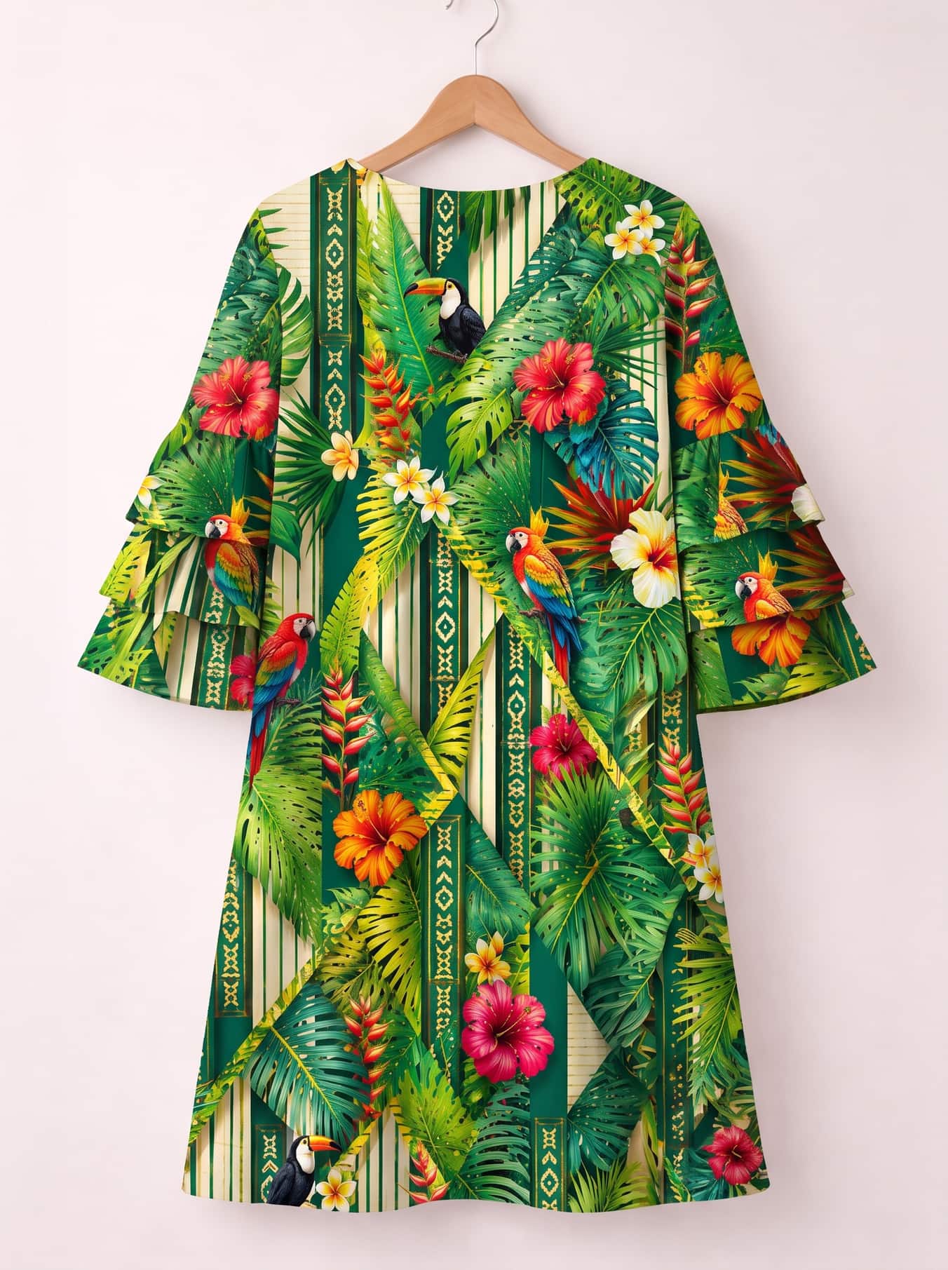 "Msitu" Stacked Ruffle Sleeve Dress