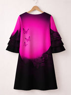 "Selah" Pink Stacked Ruffle Sleeve Dress