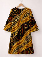 "Kahiko" Stacked Ruffle Sleeve Dress