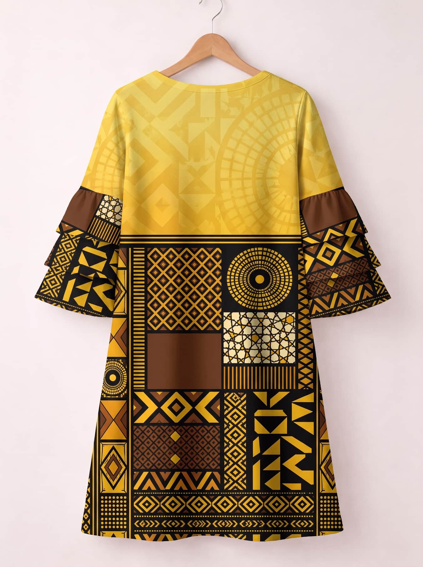 "Manjano" Stacked Ruffle Sleeve Dress