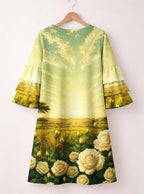 "Tulia" Stacked Ruffle Sleeve Dress