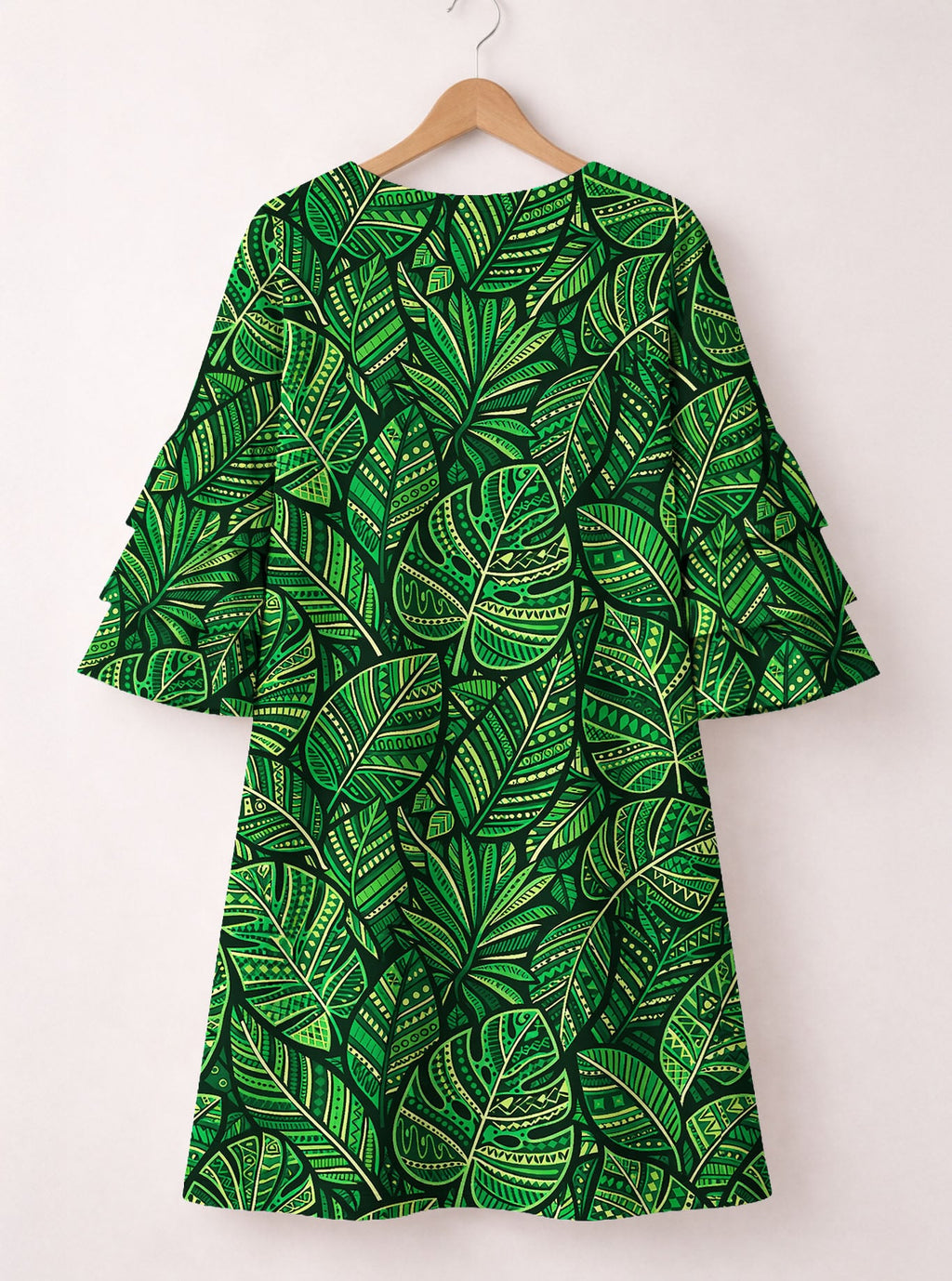 "Asili" Emerald Stacked Ruffle Sleeve Dress Promo