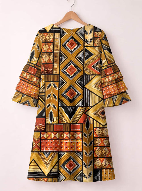 "Ardhi" Stacked Ruffle Sleeve Dress