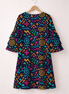 Ubuntu Stacked Ruffle Sleeve Dress