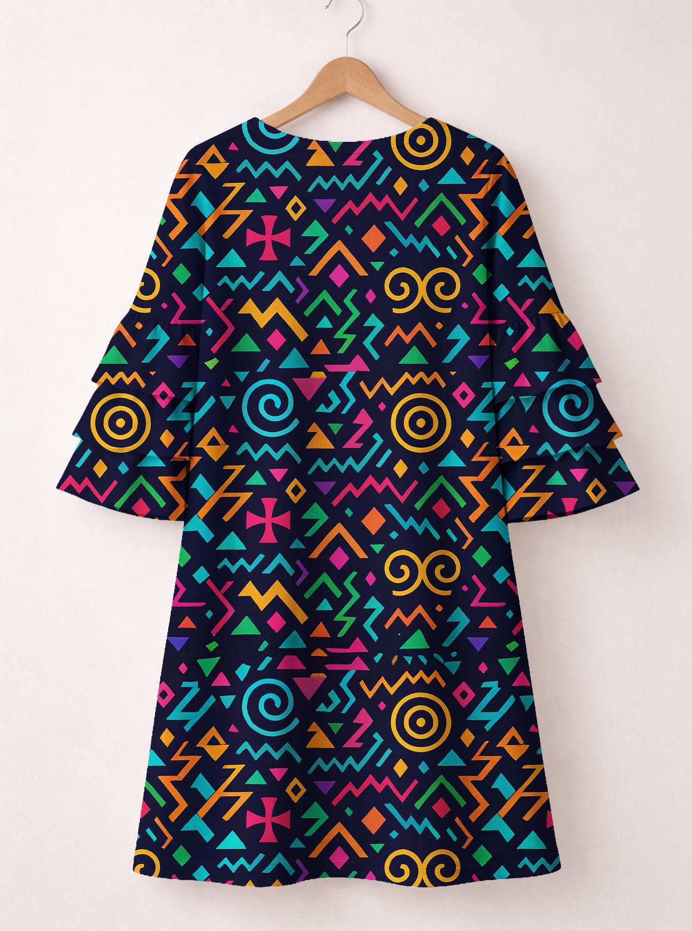Ubuntu Stacked Ruffle Sleeve Dress