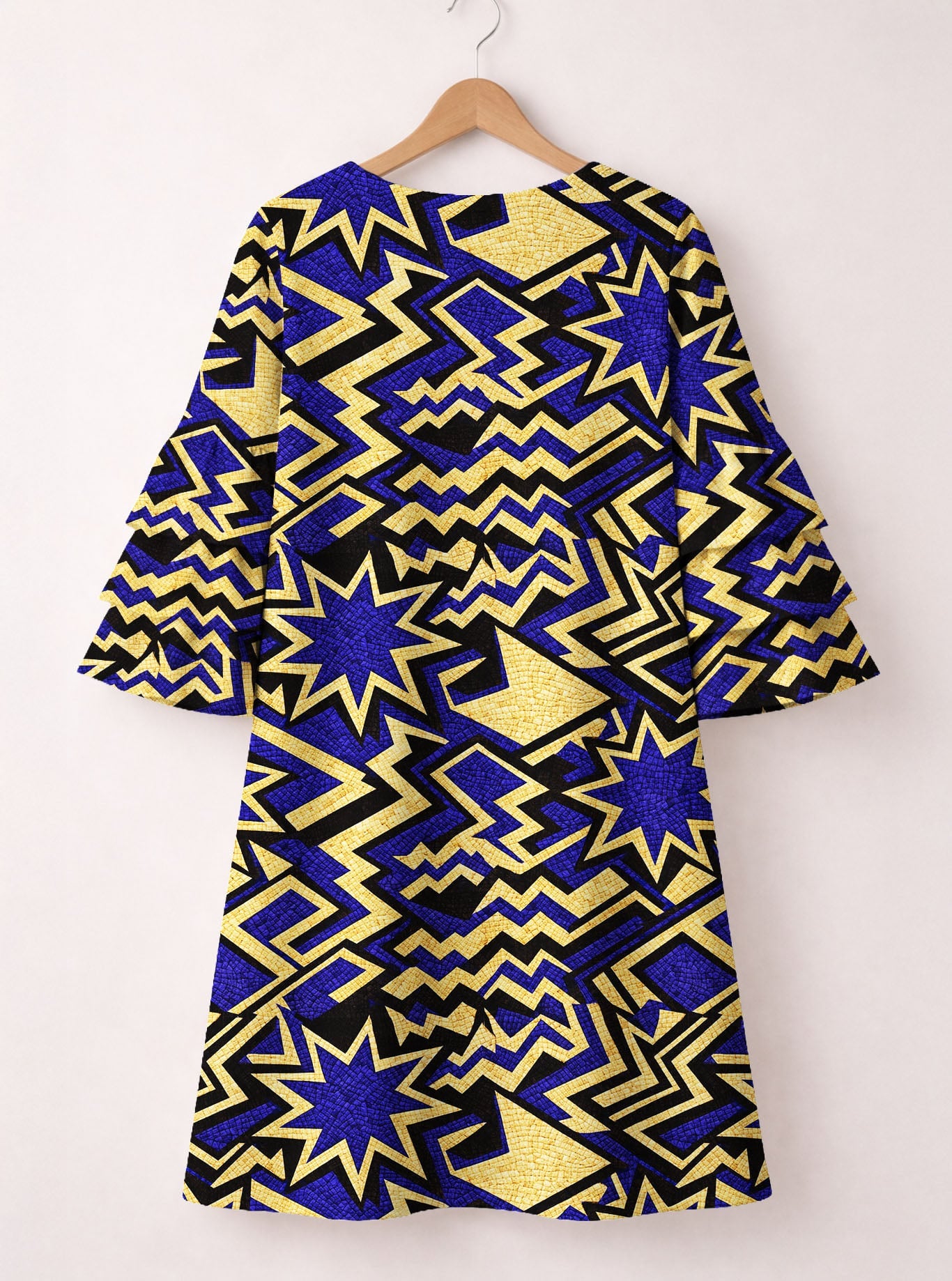 Royal Blue Sheba Stacked Ruffle Sleeve Dress