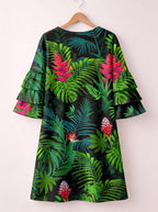 "Kitropiki" Stacked Ruffle Sleeve Dress