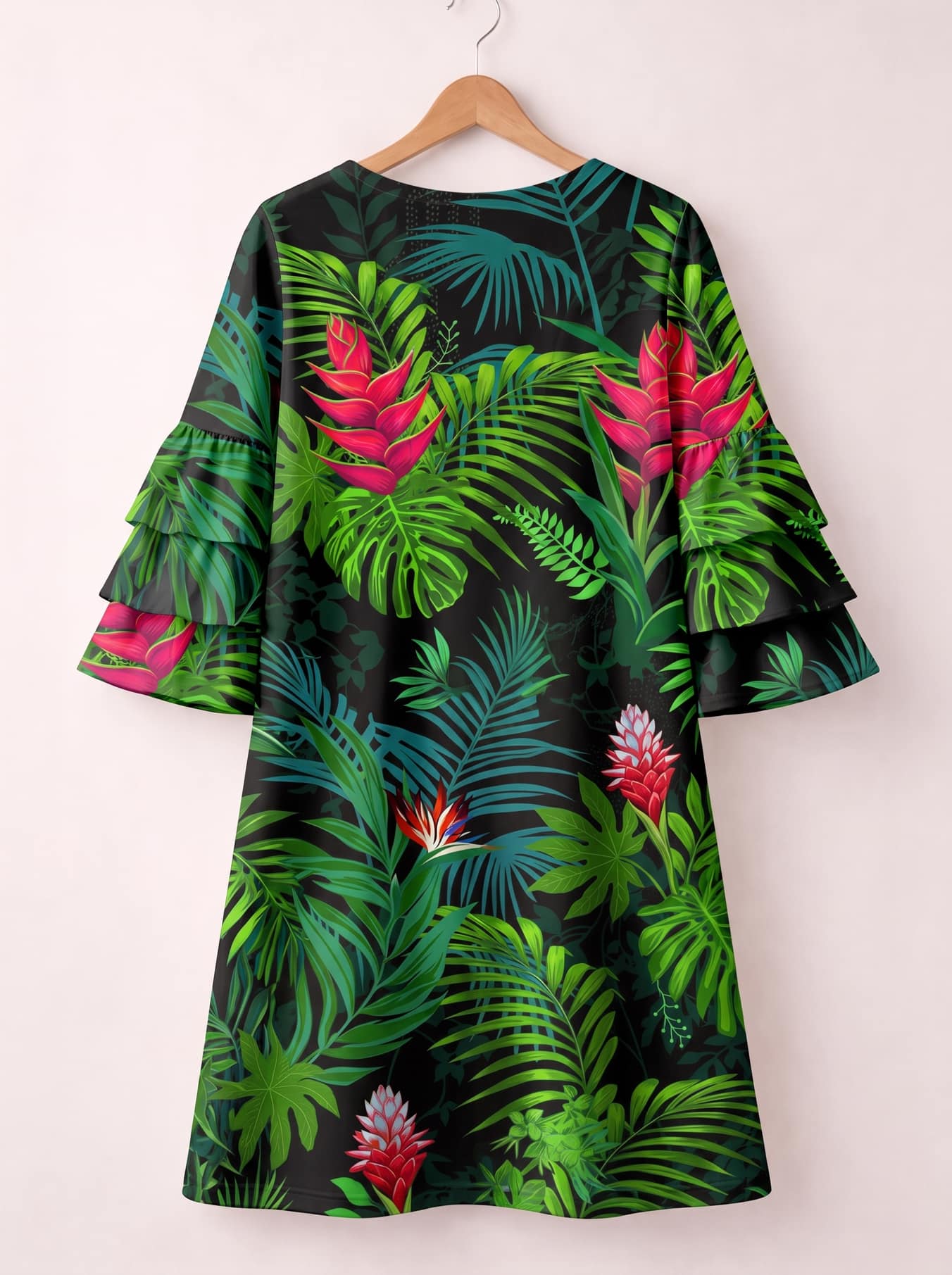 "Kitropiki" Stacked Ruffle Sleeve Dress