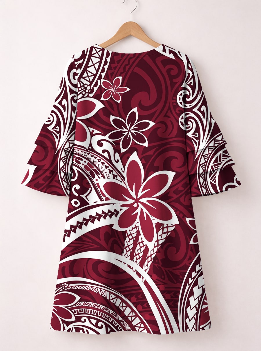 "Lehua" Stacked Ruffle Sleeve Dress