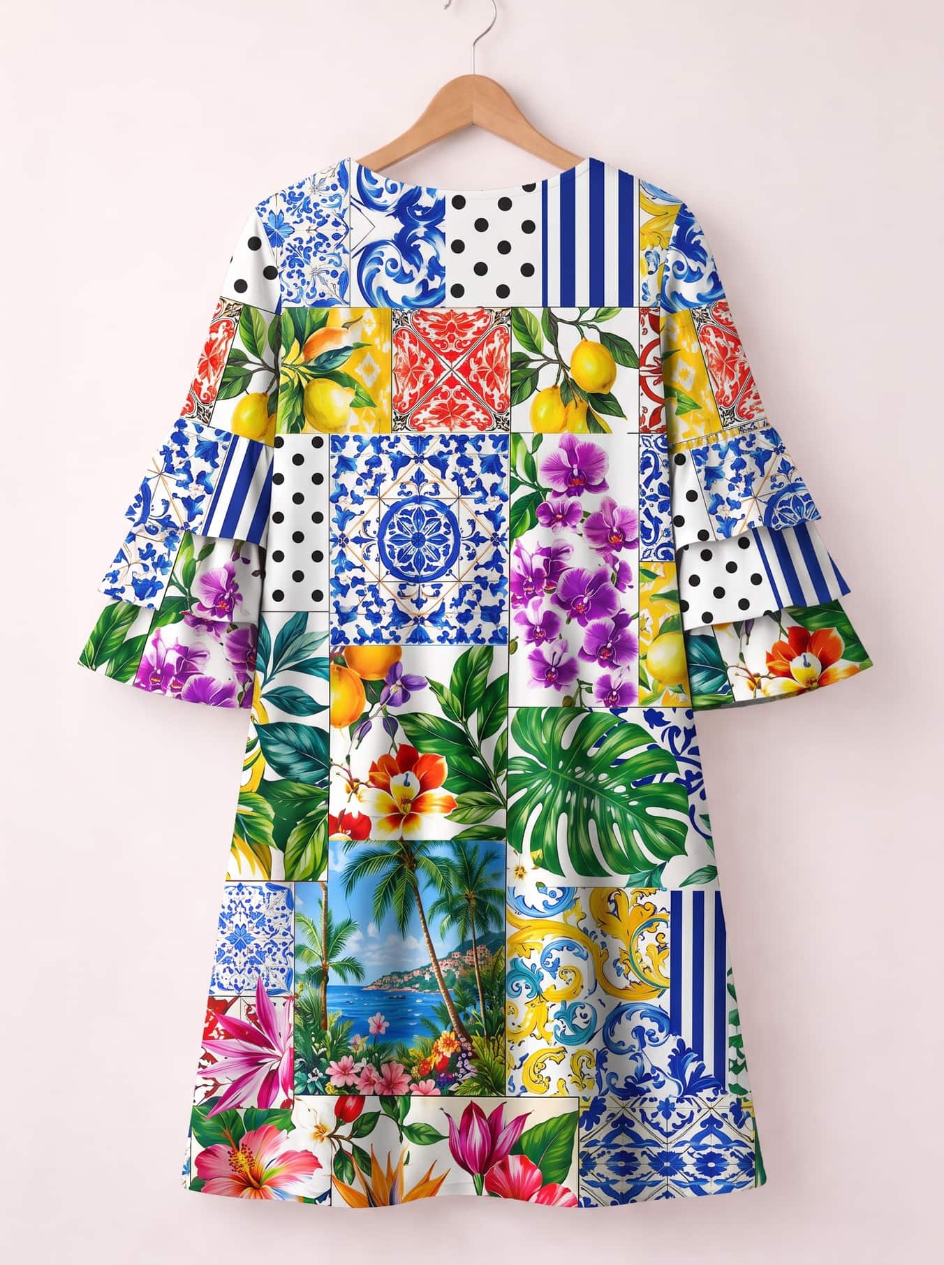 "Kisiwa" Stacked Ruffle Sleeve Dress