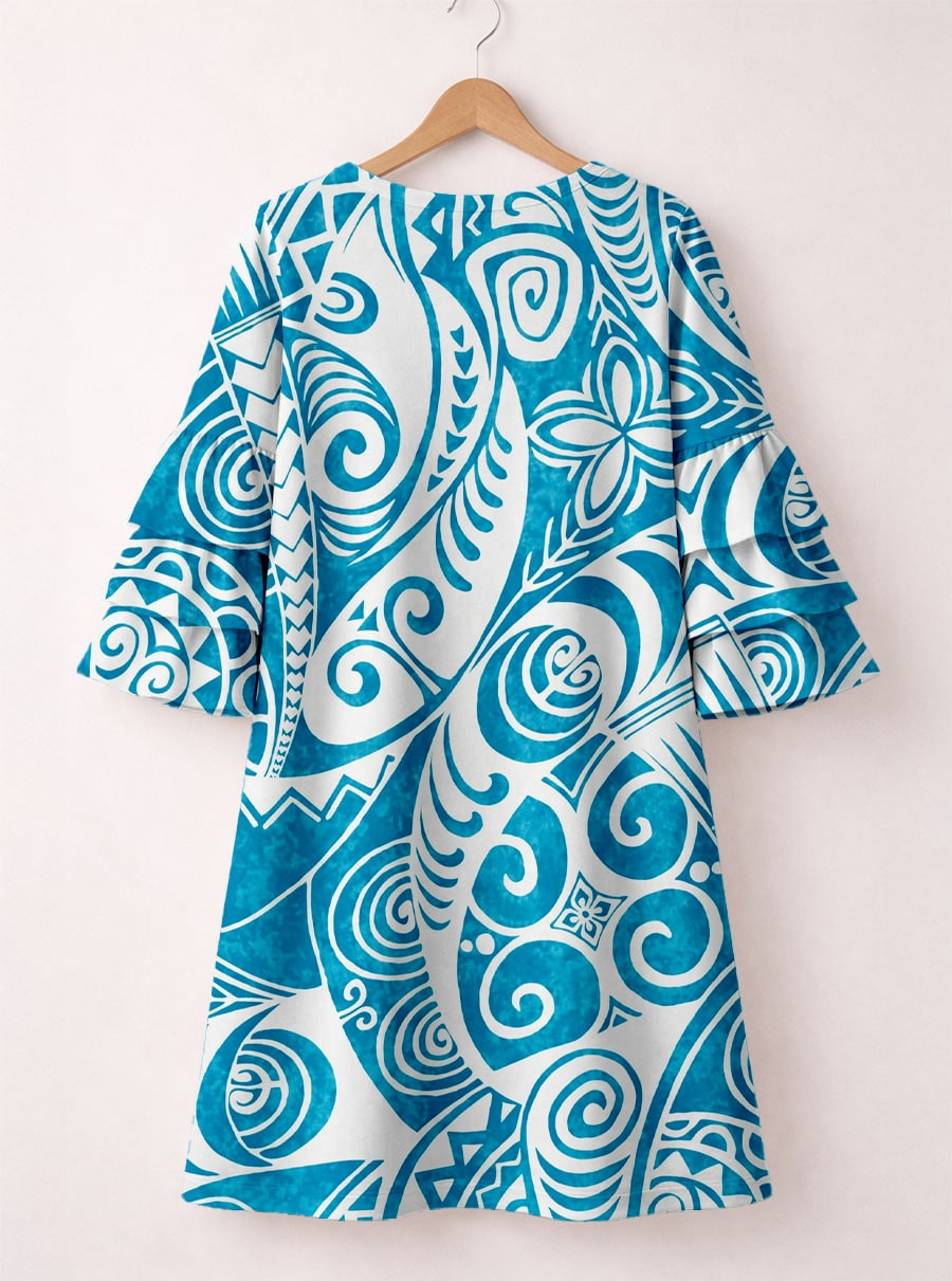"Nalu" Stacked Ruffle Sleeve Dress