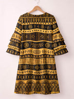 Baraka Stacked Ruffle Sleeve Dress