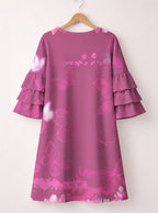 "Imani" Wild Rose Stacked Ruffle Sleeve Dress