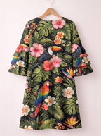 "Kasuku" Stacked Ruffle Sleeve Dress