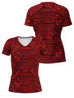 "Shaka" Burgundy V-Neck T-Shirt