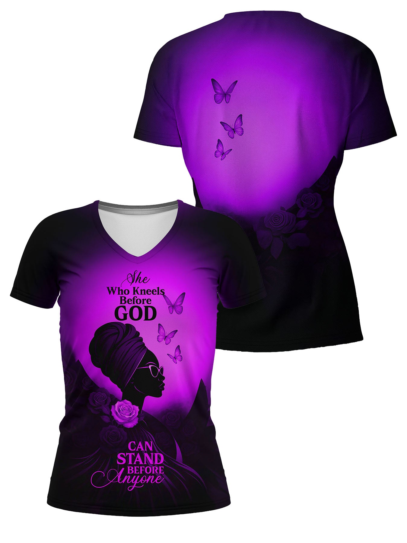 "Selah" Purple V-Neck T-Shirt