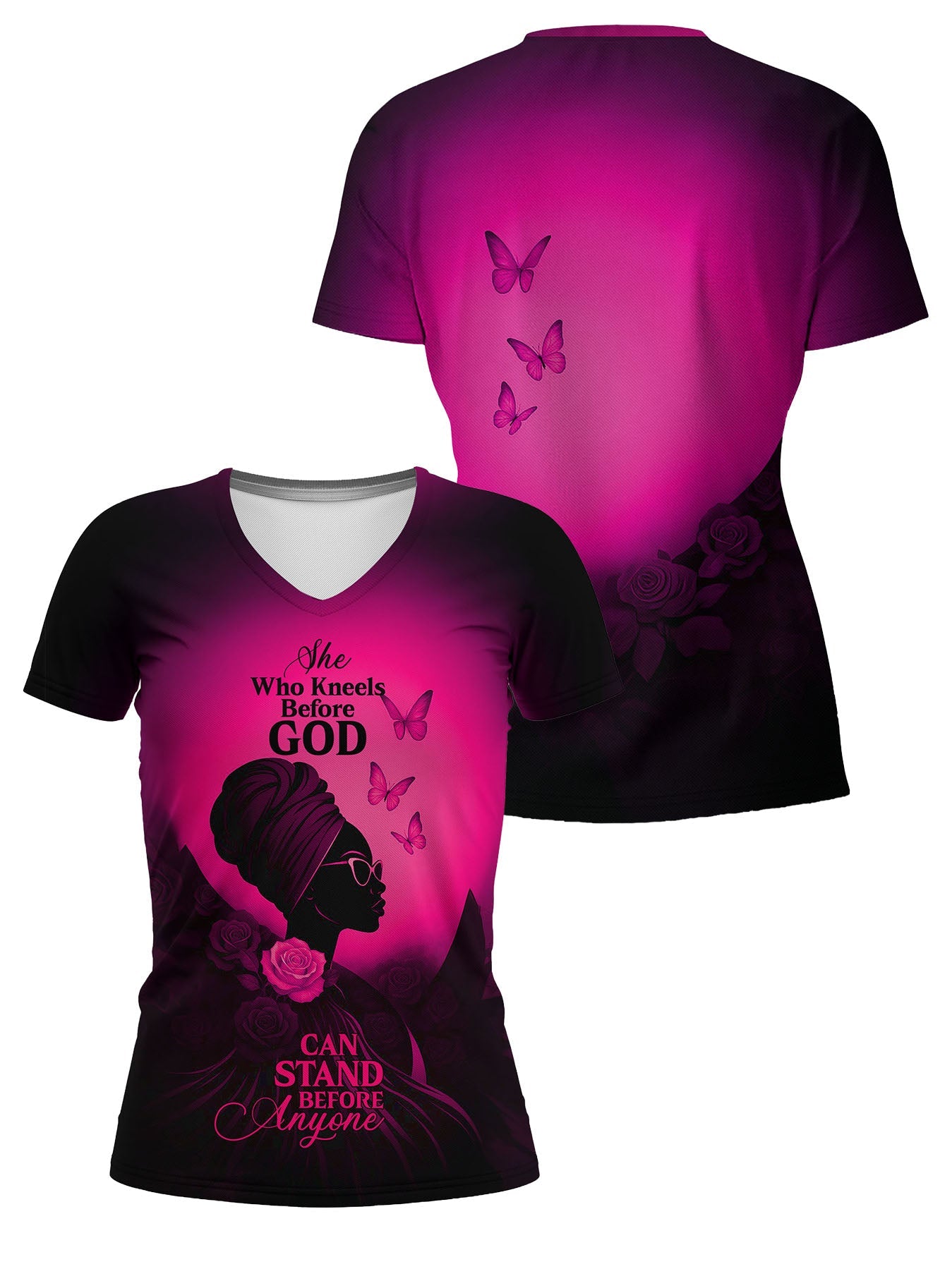 "Selah" Pink V-Neck T-Shirt