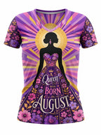 "August Queen Purple Bloom" V-Neck T-Shirt
