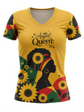 "August Queen Sunflower" V-Neck T-Shirt