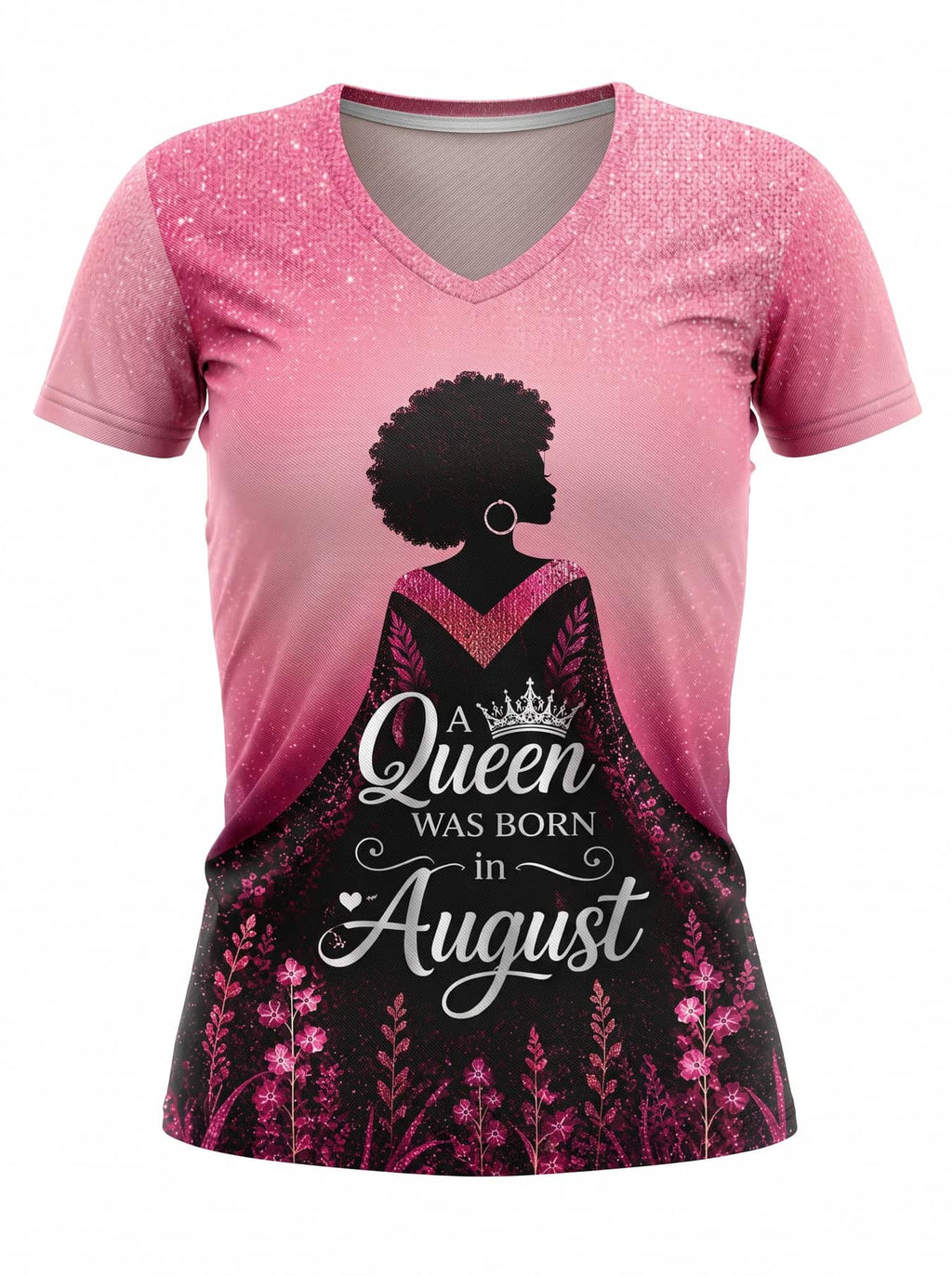 "August Queen Pink" V-Neck T-Shirt